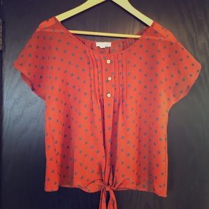 Orange poka dot blouse